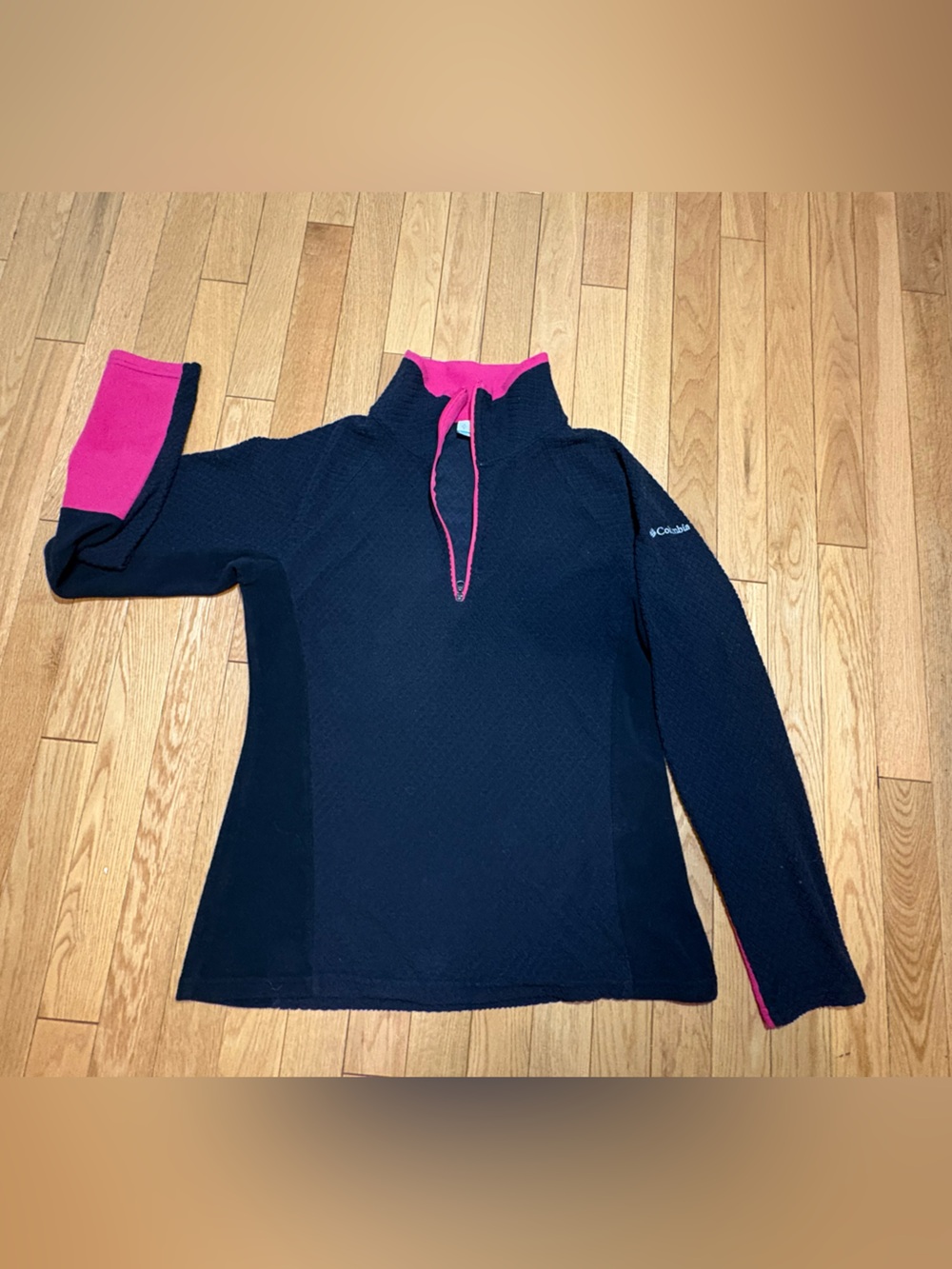 Columbia Half-Zip Pullover Black with Pink Accents